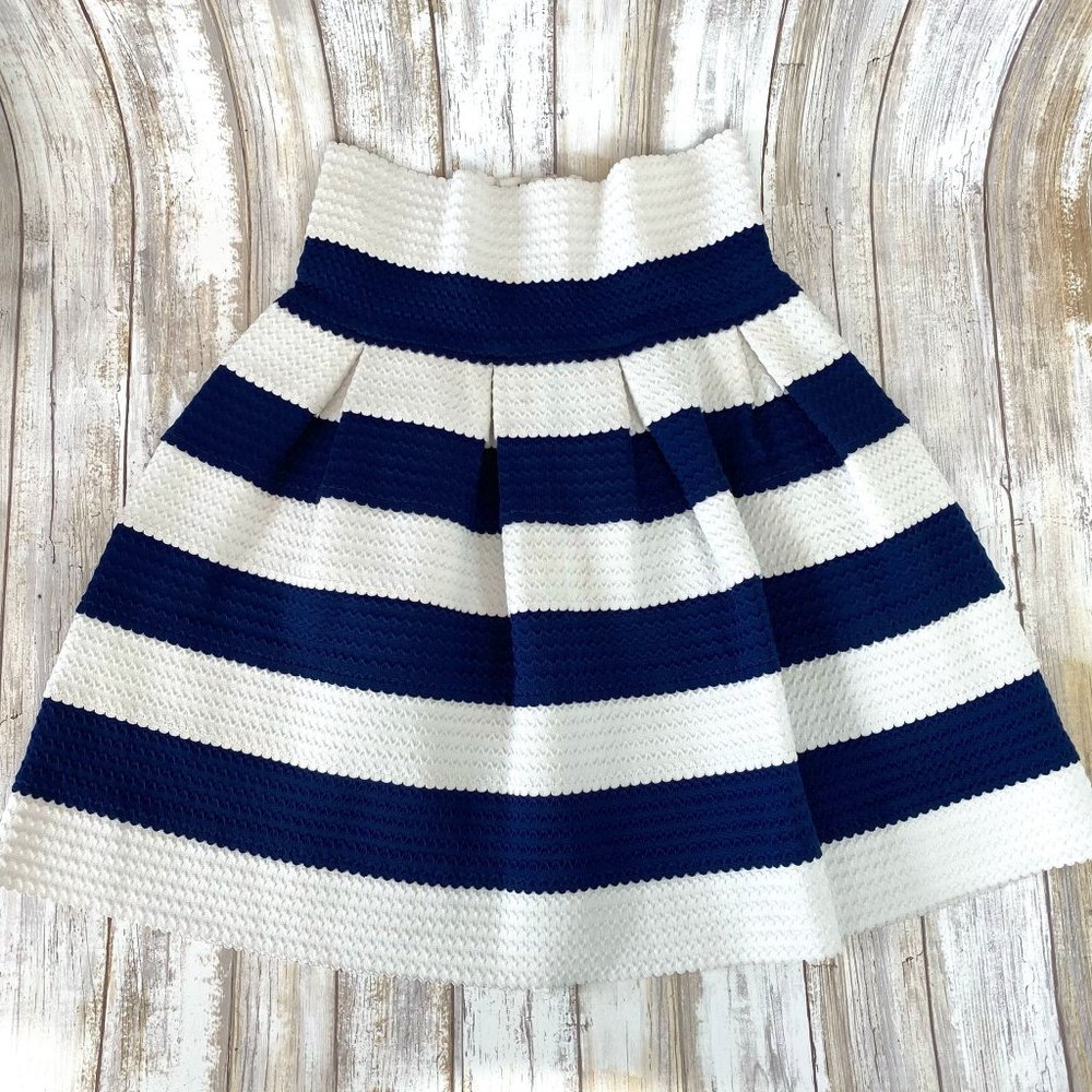 Neslay Anthro Navy Blue & White Striped Skirt - SM